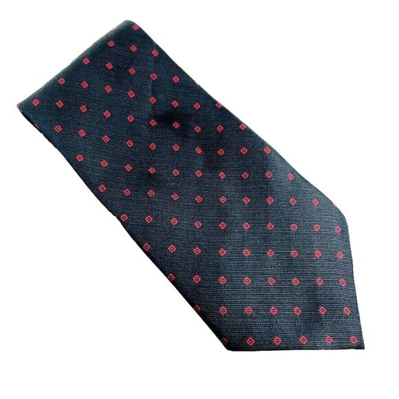 Thia Land Other - Mens Silk Dress Necktie Thai Land Geometric Pattern Black Red  Squares 58 in u